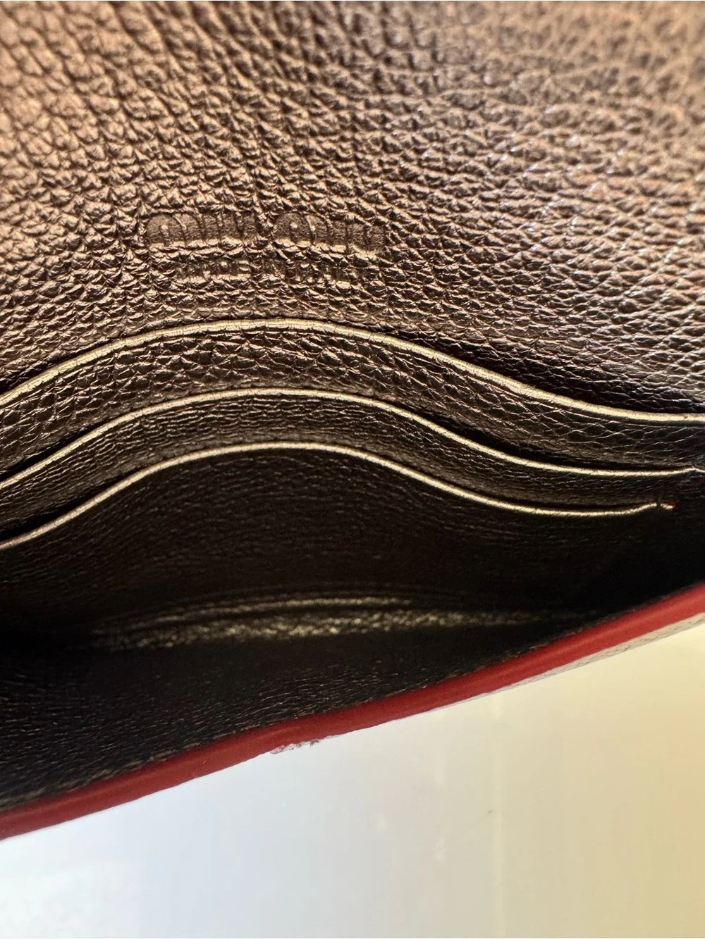 Miu Miu Metallic Envelope Card Holder with Red Heart Detail